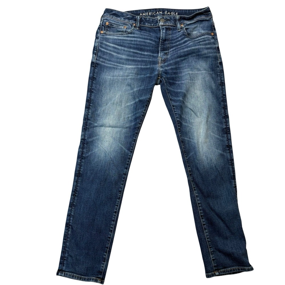 American Eagle Mens Jeans 33x32 Airflex + Temp Tech Slim Leg Medium Wash